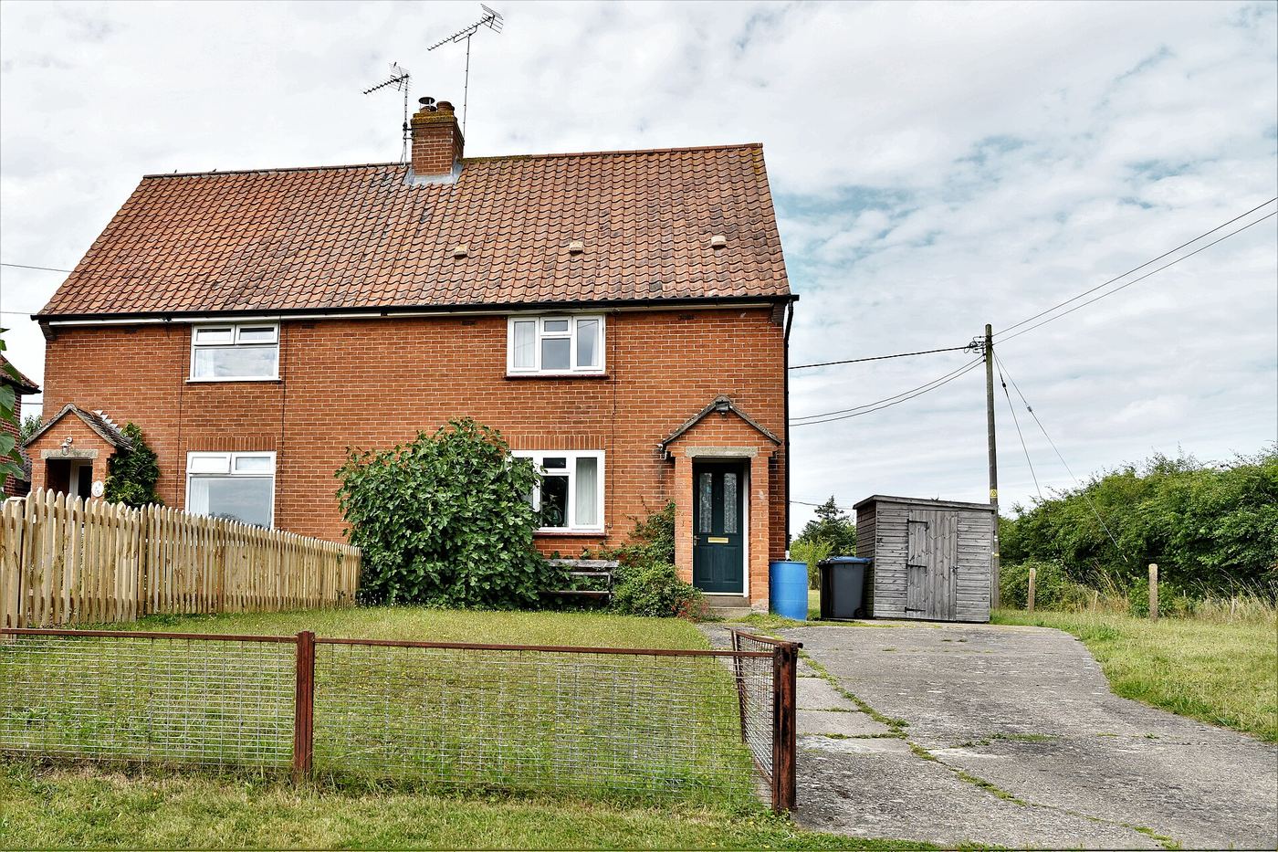 Red-brick semi-detached house in England, ready to let